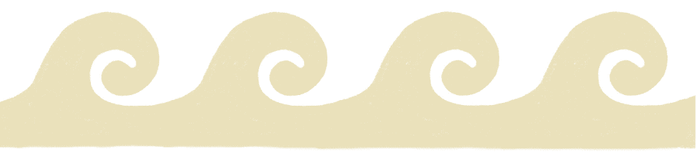 A pattern of stylized black waves on a light yellow background