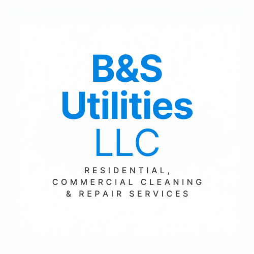 Logo for B&S Utilities LLC, a company offering residential, commercial cleaning, and repair services.
