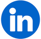 LinkedIn logo with white lowercase 'in' on a blue circular background