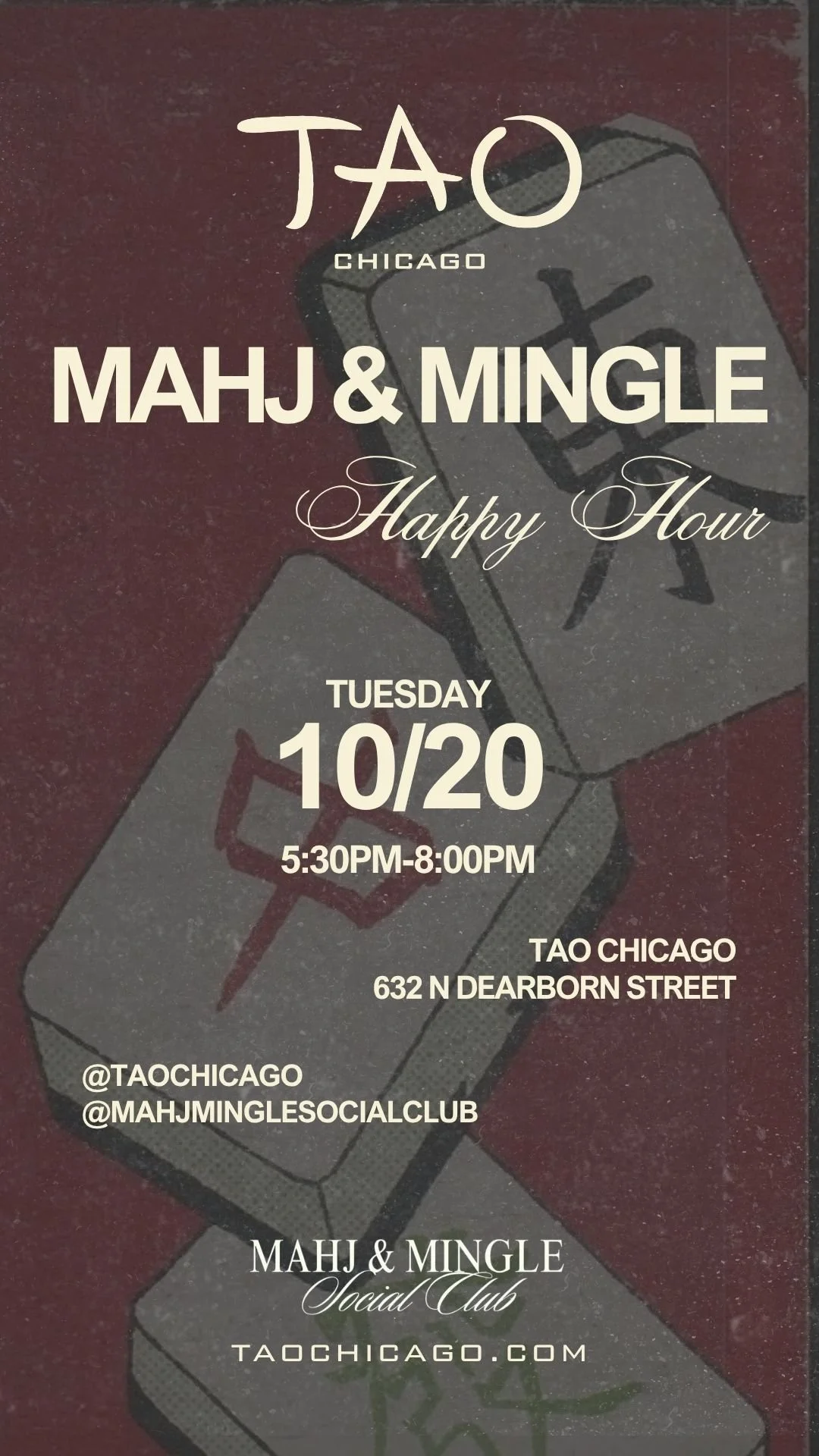 Mahj & Mingle Happy Hour Open Play at TAO Chicago- Oct 20th
