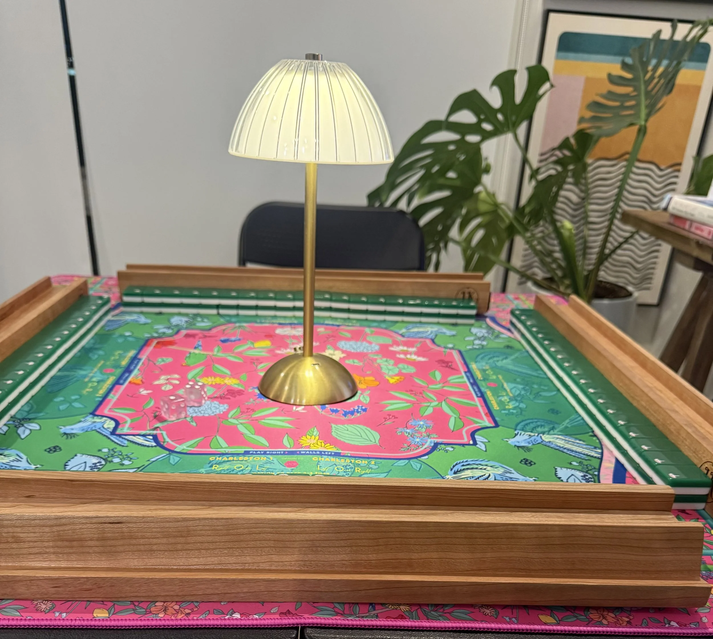 American Mahjong setup for a private Mahj & Mingle event at a Chicago home