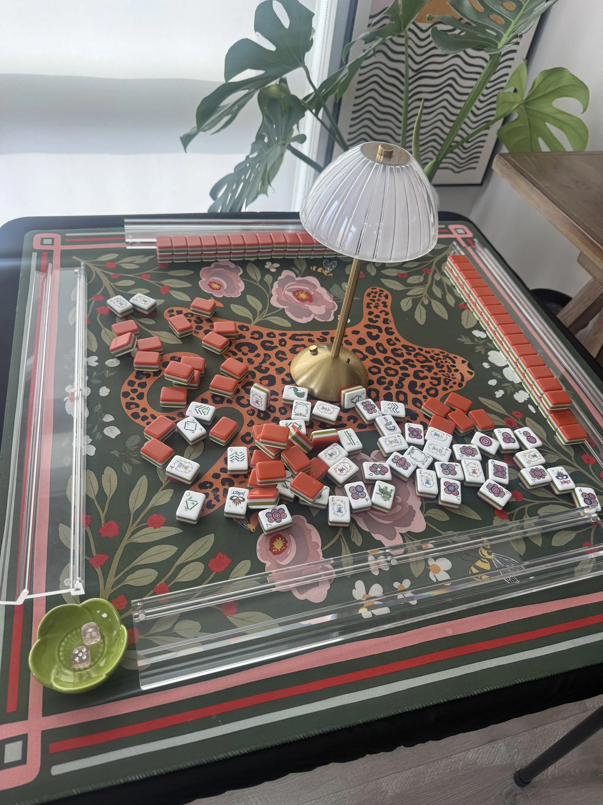 American Mahjong tiles and game setup at a Mahj and Mingle Social Club American Mahjong event in Chicago