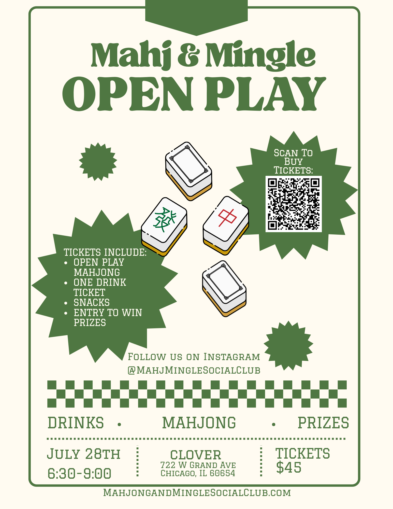 Mahjong Open Play:  July 28th