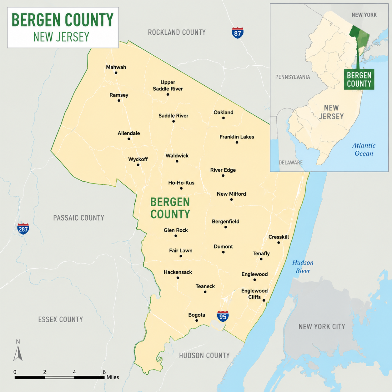 Bergen County Map