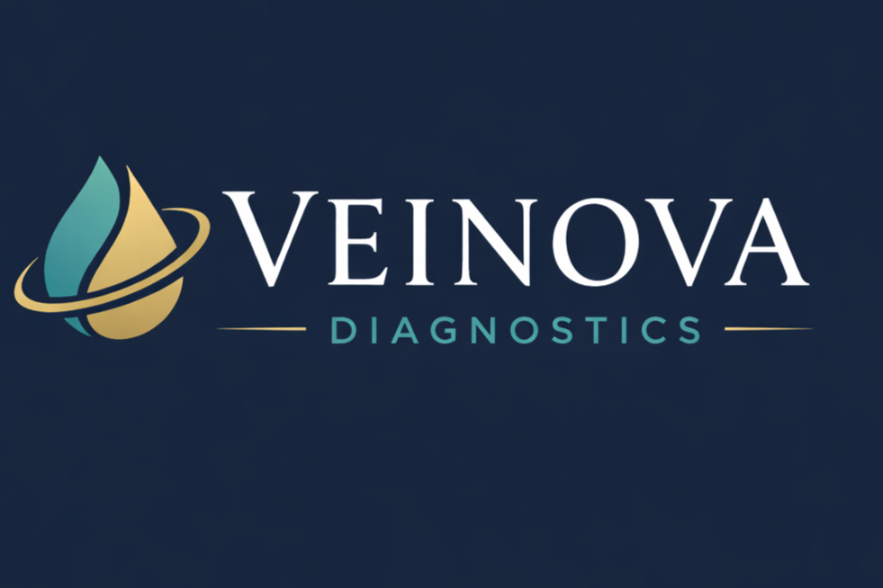 Logo for Venova Diagnostics with a stylized leaf and orbit design