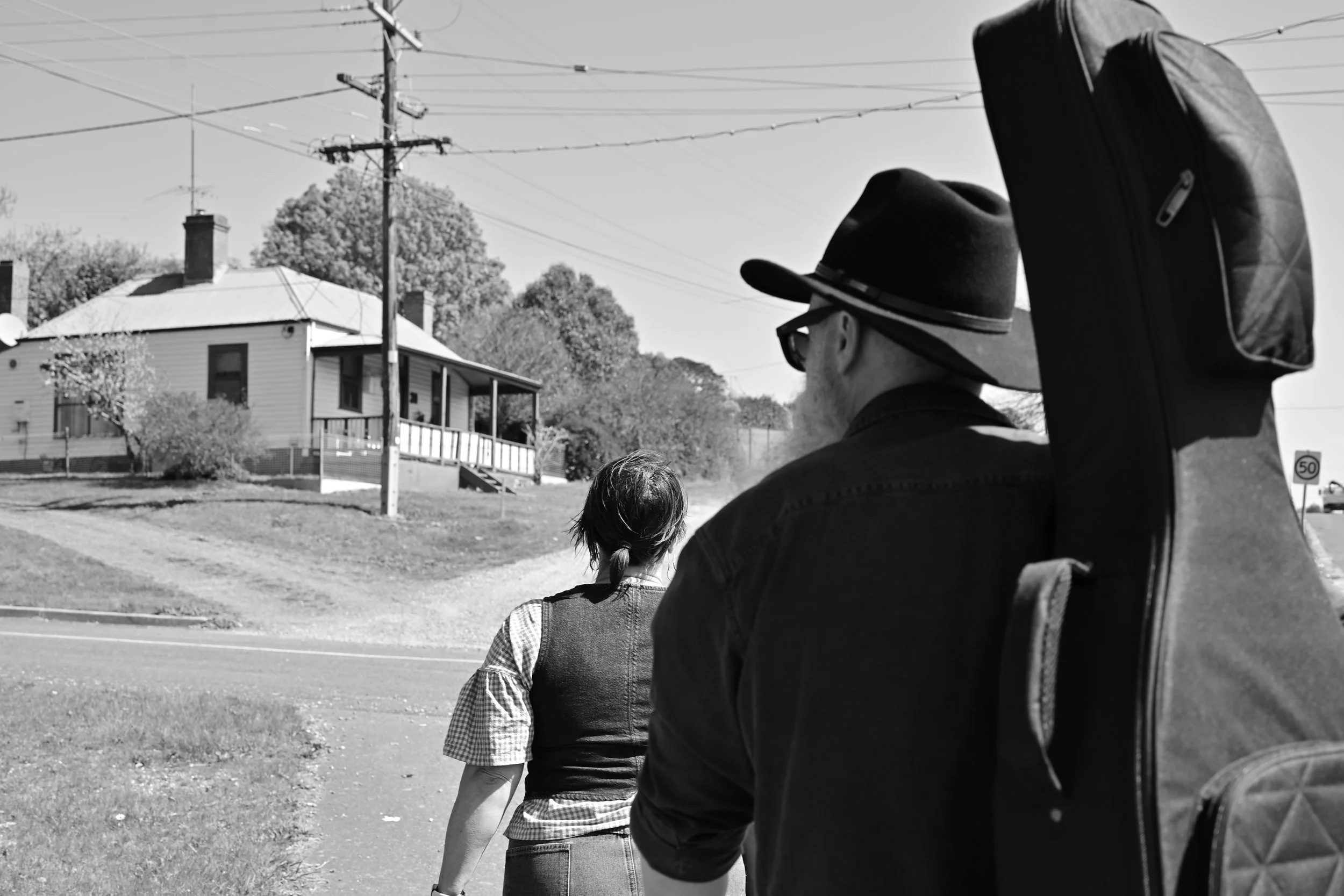 Photo by Tashi Hill Photography One Part Gin Sam Bell and Holly Sewell walking in Creswick