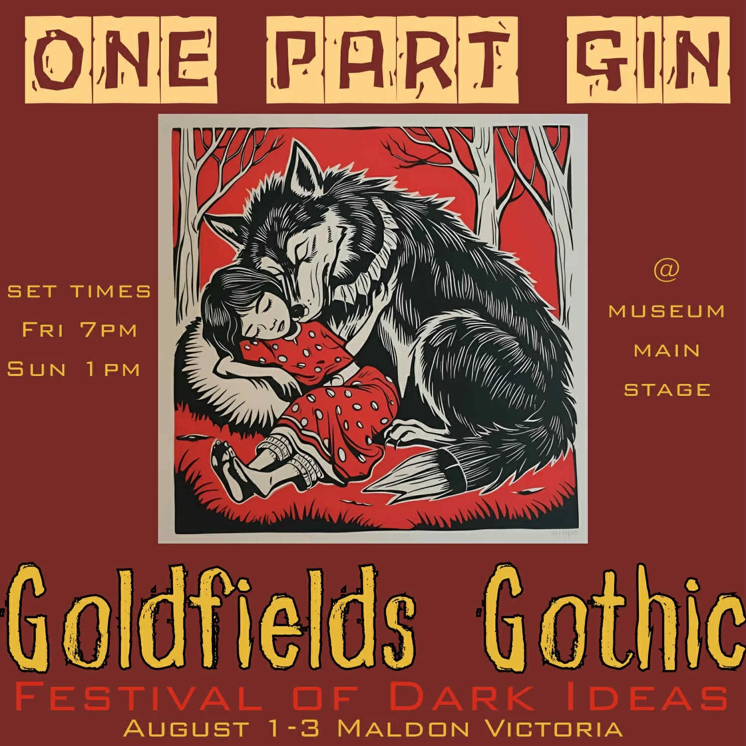 Goldfields Gothic Maldon 2025 Sam Bell and Holly Sewell. One Part Gin dark folk music Ballarat, Creswick.