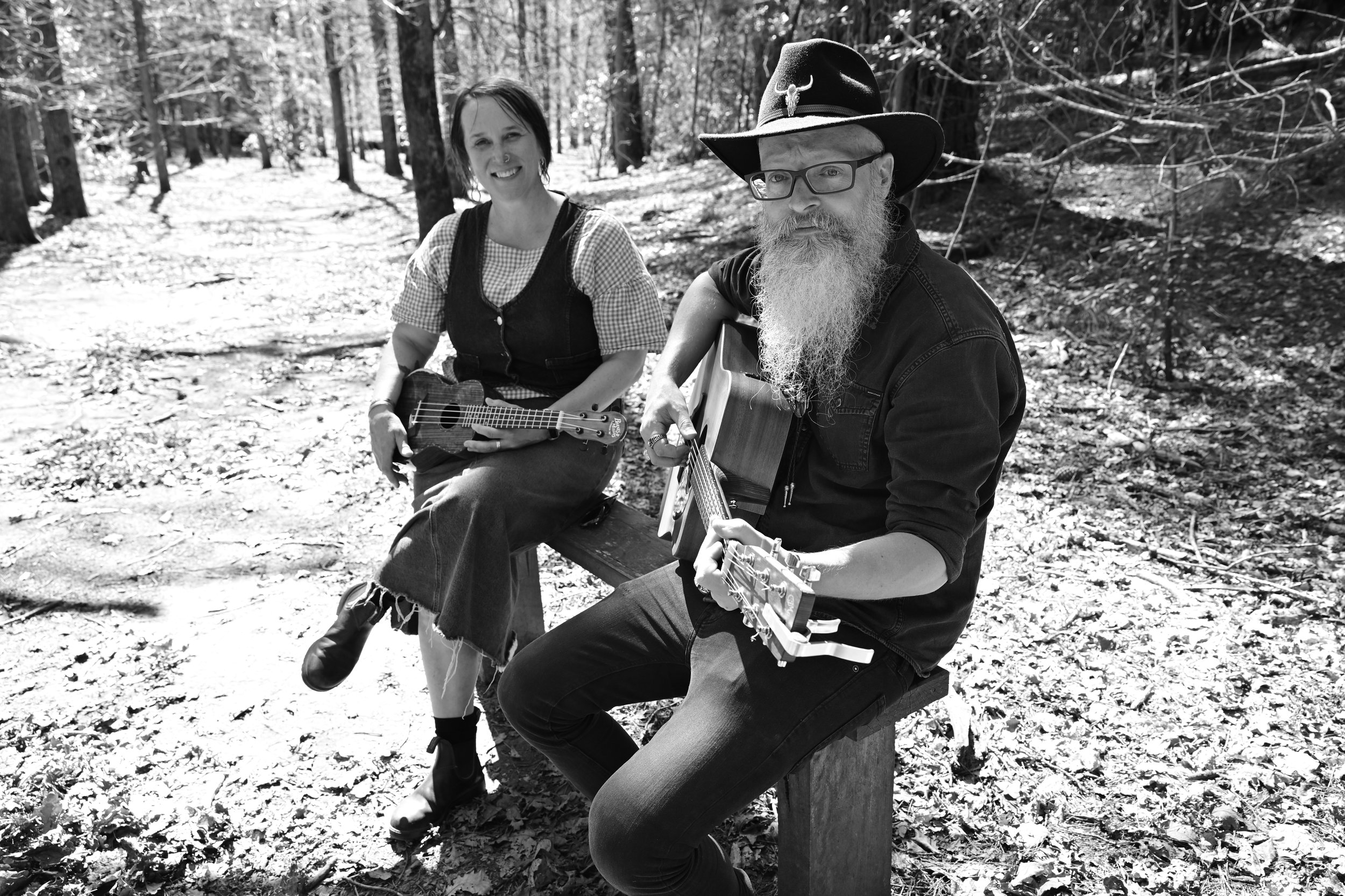 Photo by Tashi Hill Photography One Part Gin Sam Bell and Holly Sewell in the woods in Creswick