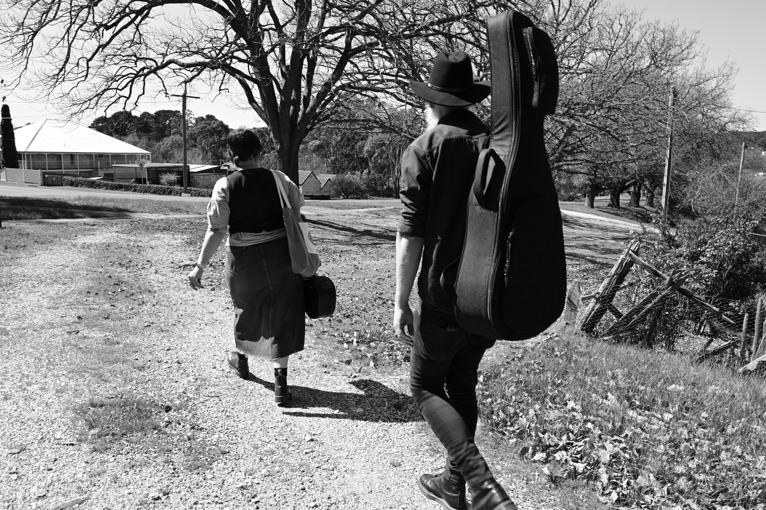 Photo by Tashi Hill Photography One Part Gin Sam Bell and Holly Sewell walking in Creswick