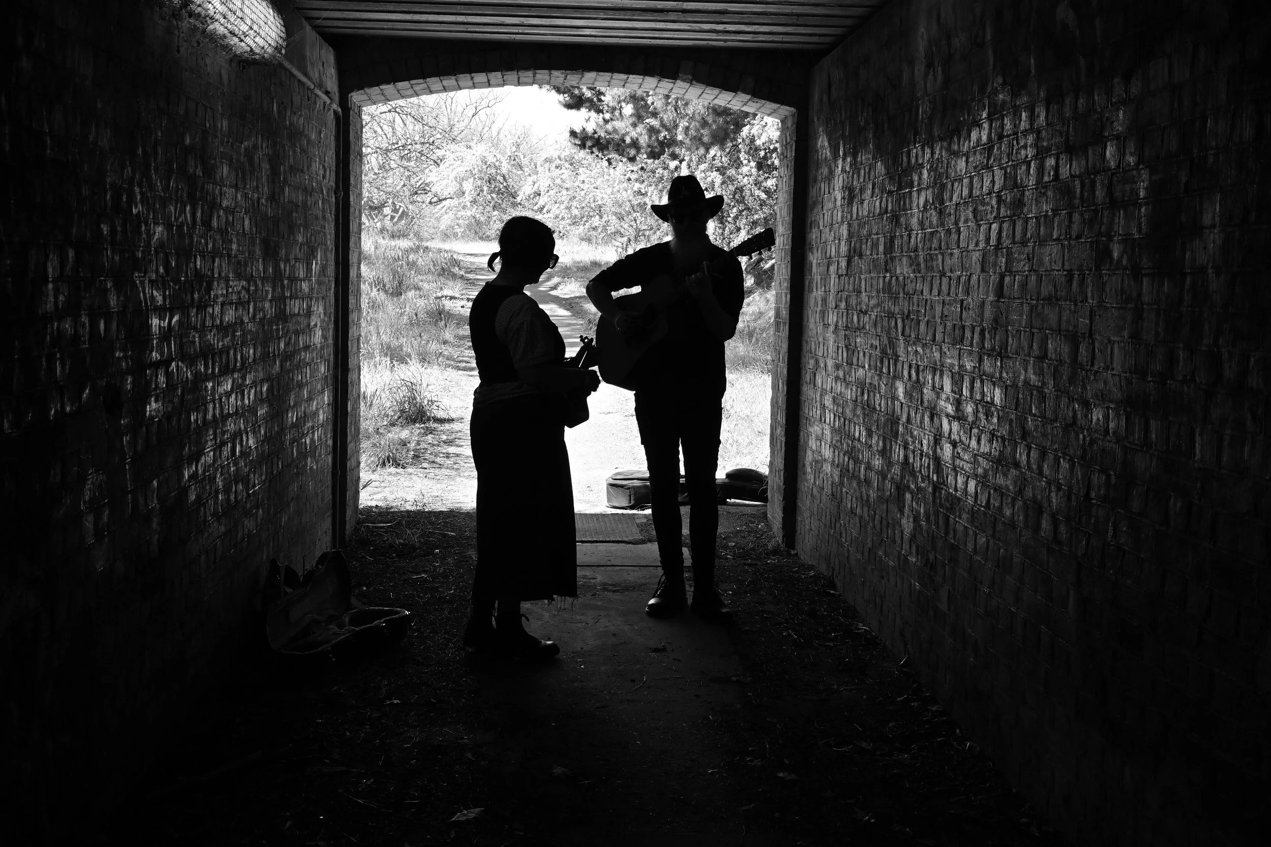 Photo by Tashi Hill Photography One Part Gin Sam Bell and Holly Sewell in a tunnel in Creswick