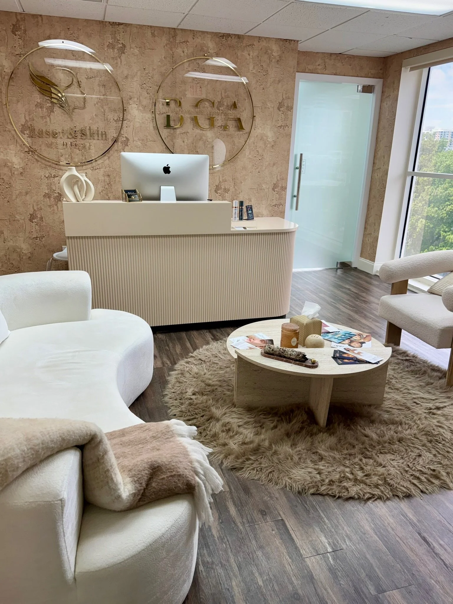 Lobby and reception area at Laser & Skin Medical in Edgewater, Miami