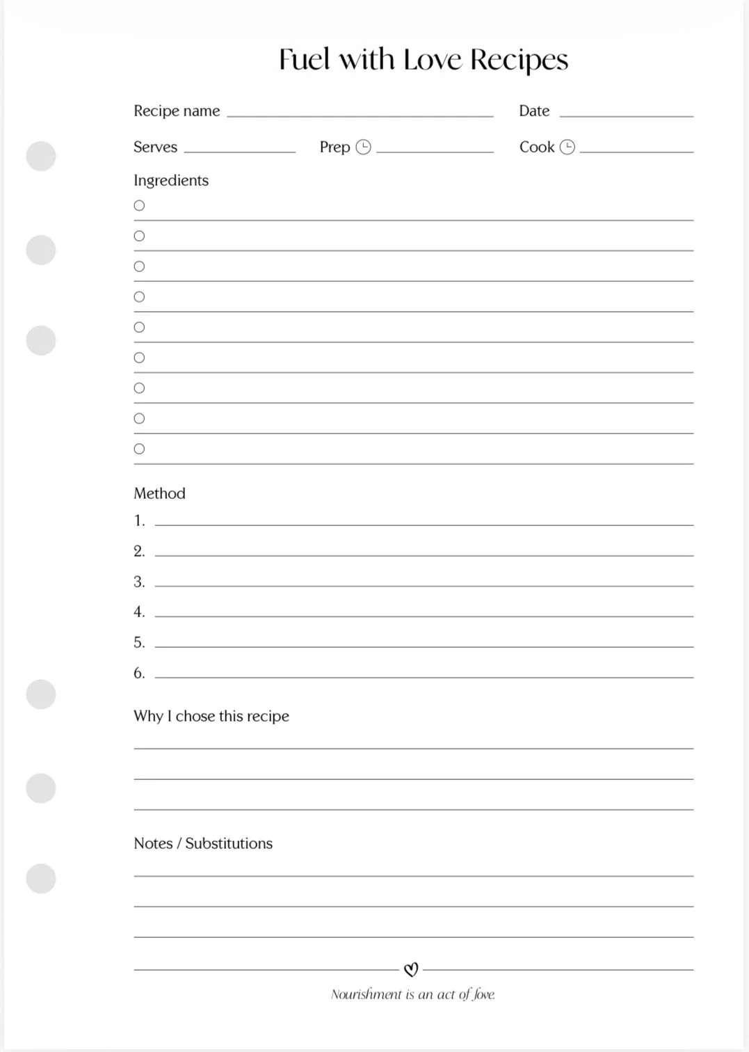 Fuel With Love Recipes Insert