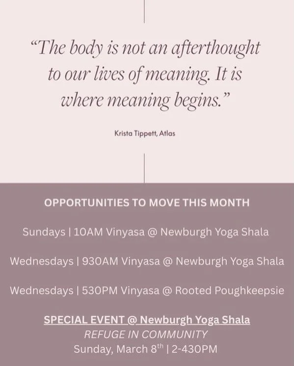 With an intentional, consistent movement practice, you can open yourself up to your body&rsquo;s own intelligence. 

With minimal yet deliberate cues, and intentional omission of adjectives, your time on the mat is your own. I merely assist in you ke