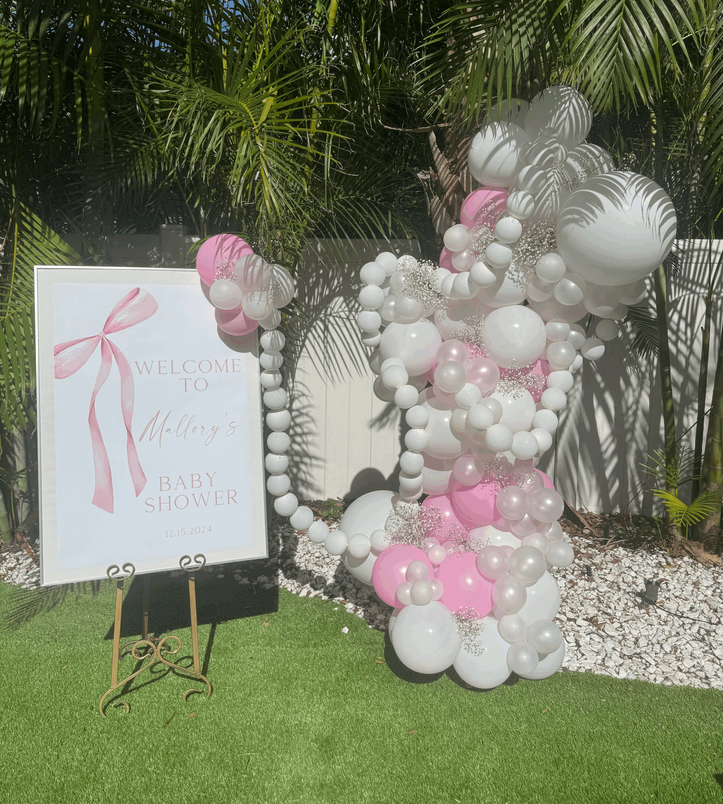 10' Balloon Garland with Fresh Flowers