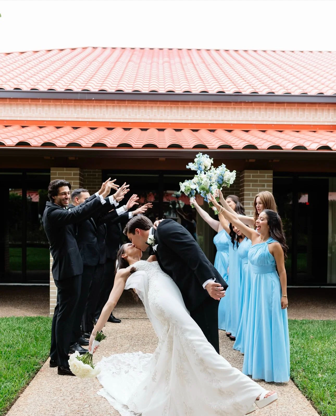 Wedding party celebrating 