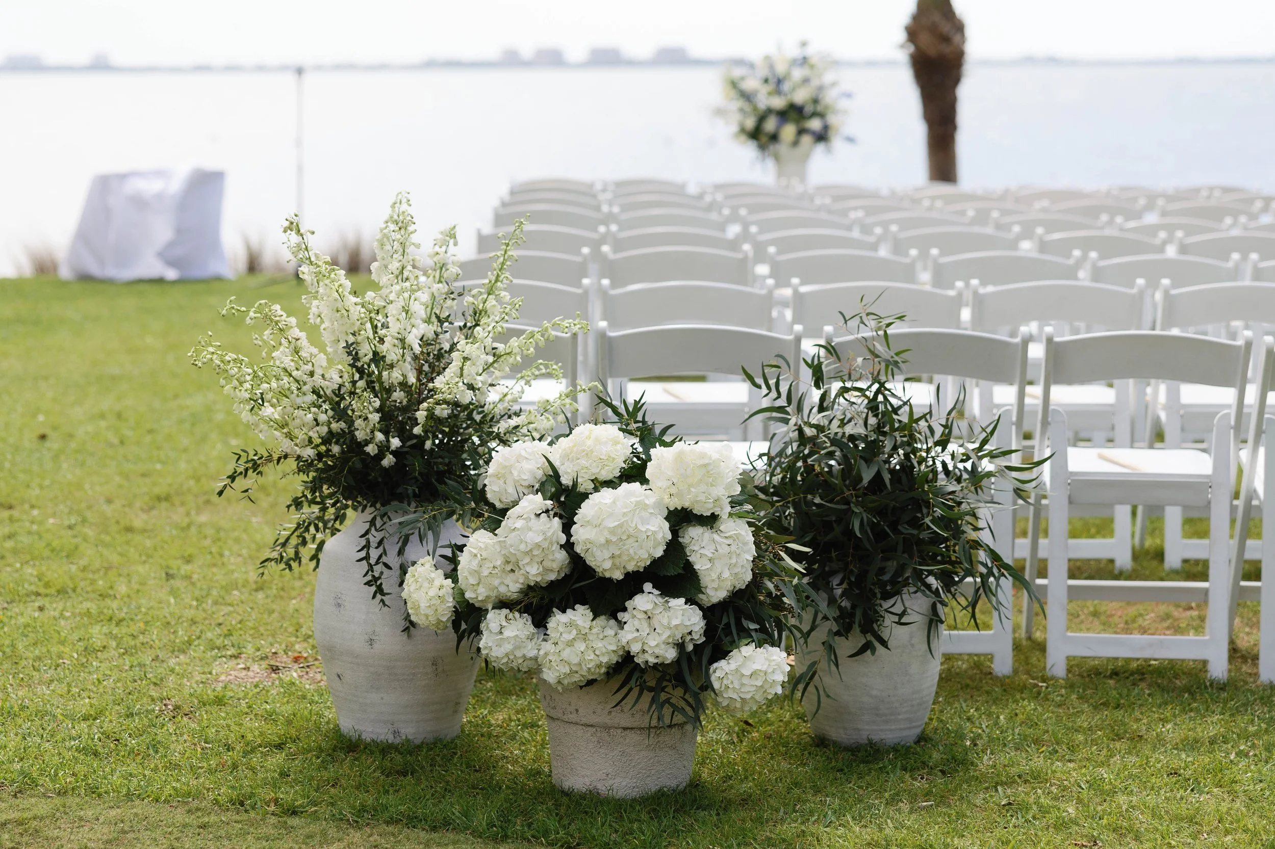 Wedding entrance potted florals