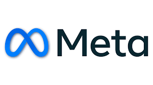 Meta logo with a stylized blue infinity symbol and the word 'Meta' in black