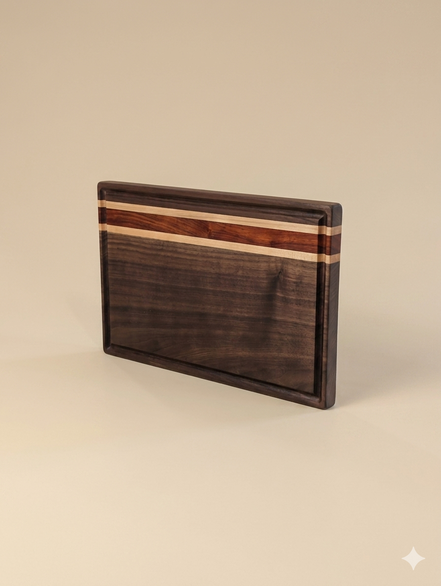Black Walnut, Maple & Padauk Cutting Board (Small)