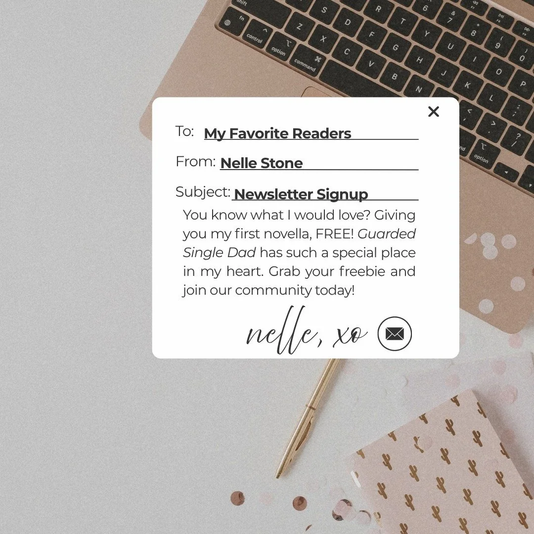 A little gift from me to you 🎁🖤

My very first novella &mdash; Guarded Single Dad &mdash; is yours FREE when you join my newsletter! This book started it all for me, and I'd love for you to have it. 🥹

Click the link below to grab your copy on Boo