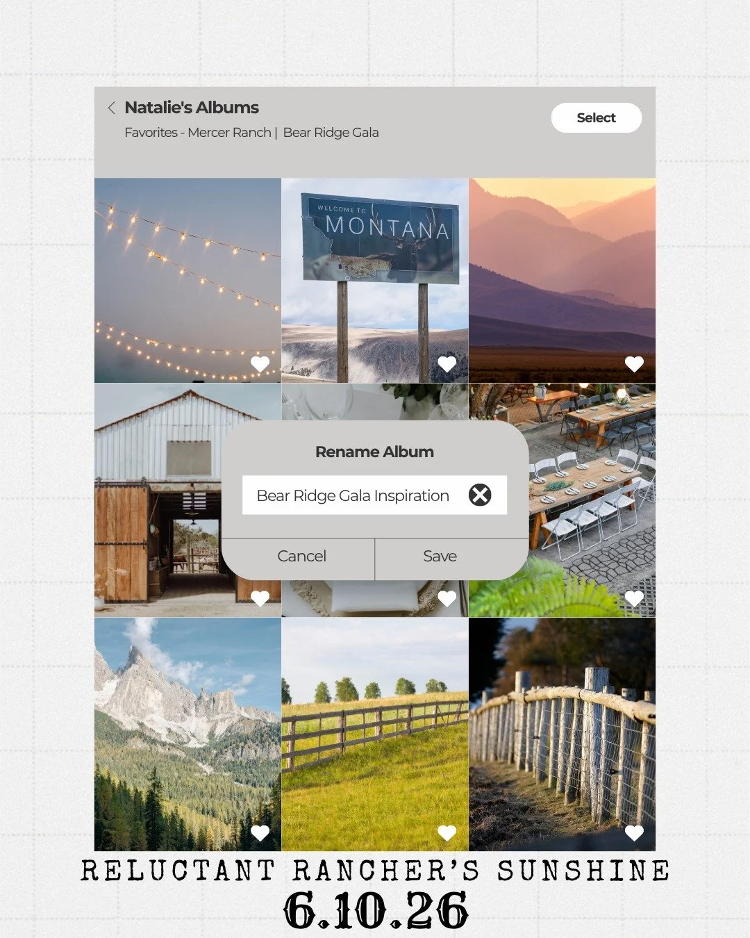 She came to Bear Ridge to save a gala.
She stayed for the mountains. The barn. The fence posts that have stood since 1893.
And maybe one very grumpy rancher who left coffee at her elbow every morning without being asked.
Natalie's camera roll. Bear R