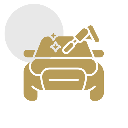An illustration of a car being washed with a scrubber and soap bubbles.