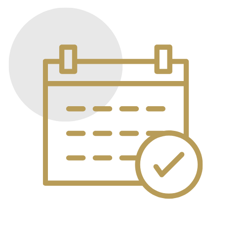 Icon of a calendar with a checkmark indicating a scheduled or completed event.