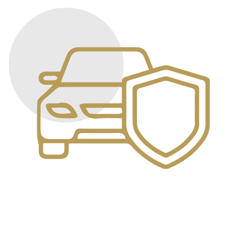 Outline of an SUV with a shield icon in front, representing vehicle security or protection.