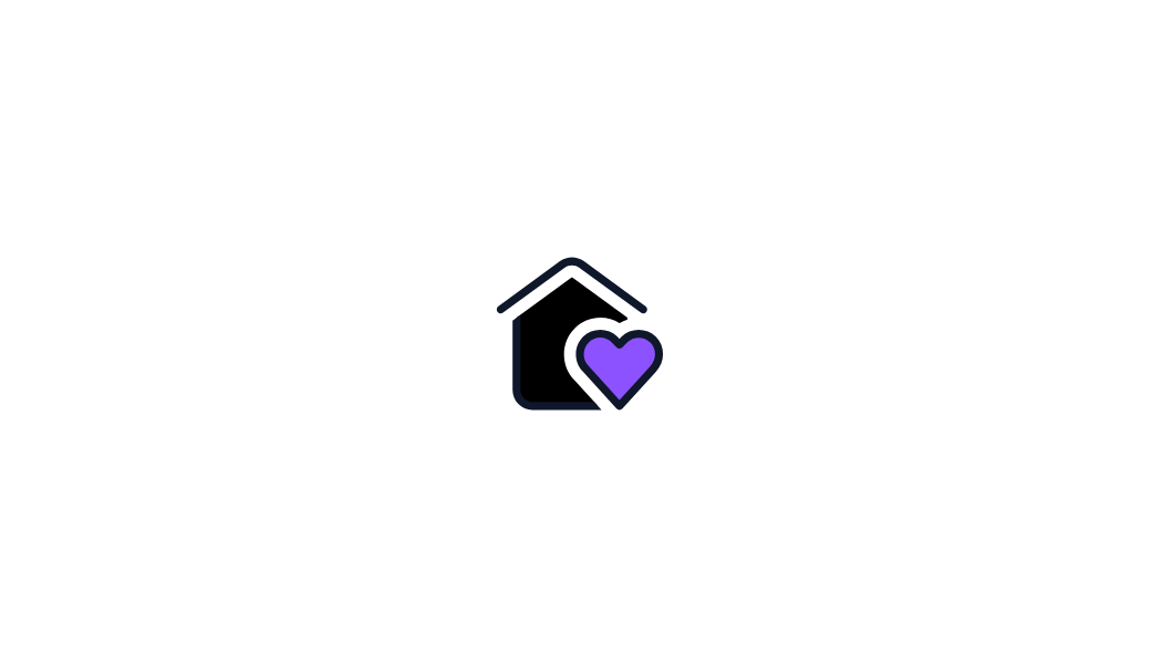 Icon of a house with a purple heart in front of it.
