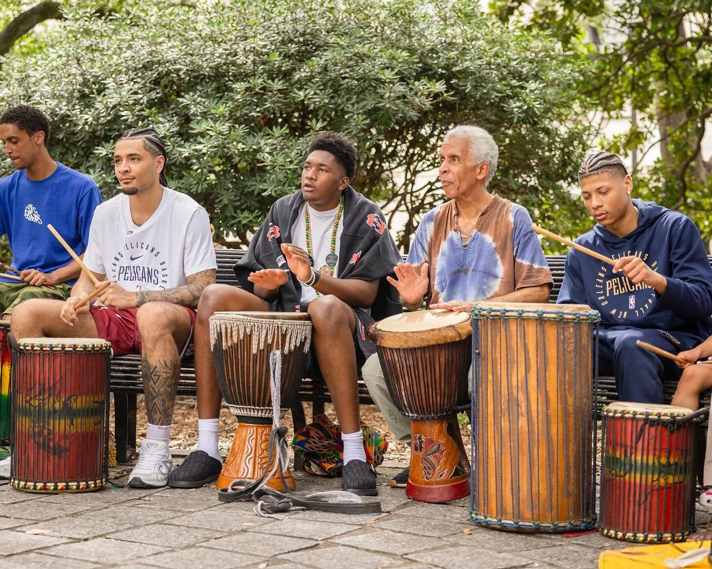 When two worlds collide!! @pelicansnba  x @congosquaredrumcircle&hellip;.We enjoyed having the rookies come hang out with us for a while to learn about one of the places that makes New Orleans the amazing city it is. Thanks @eg215 for making it happe