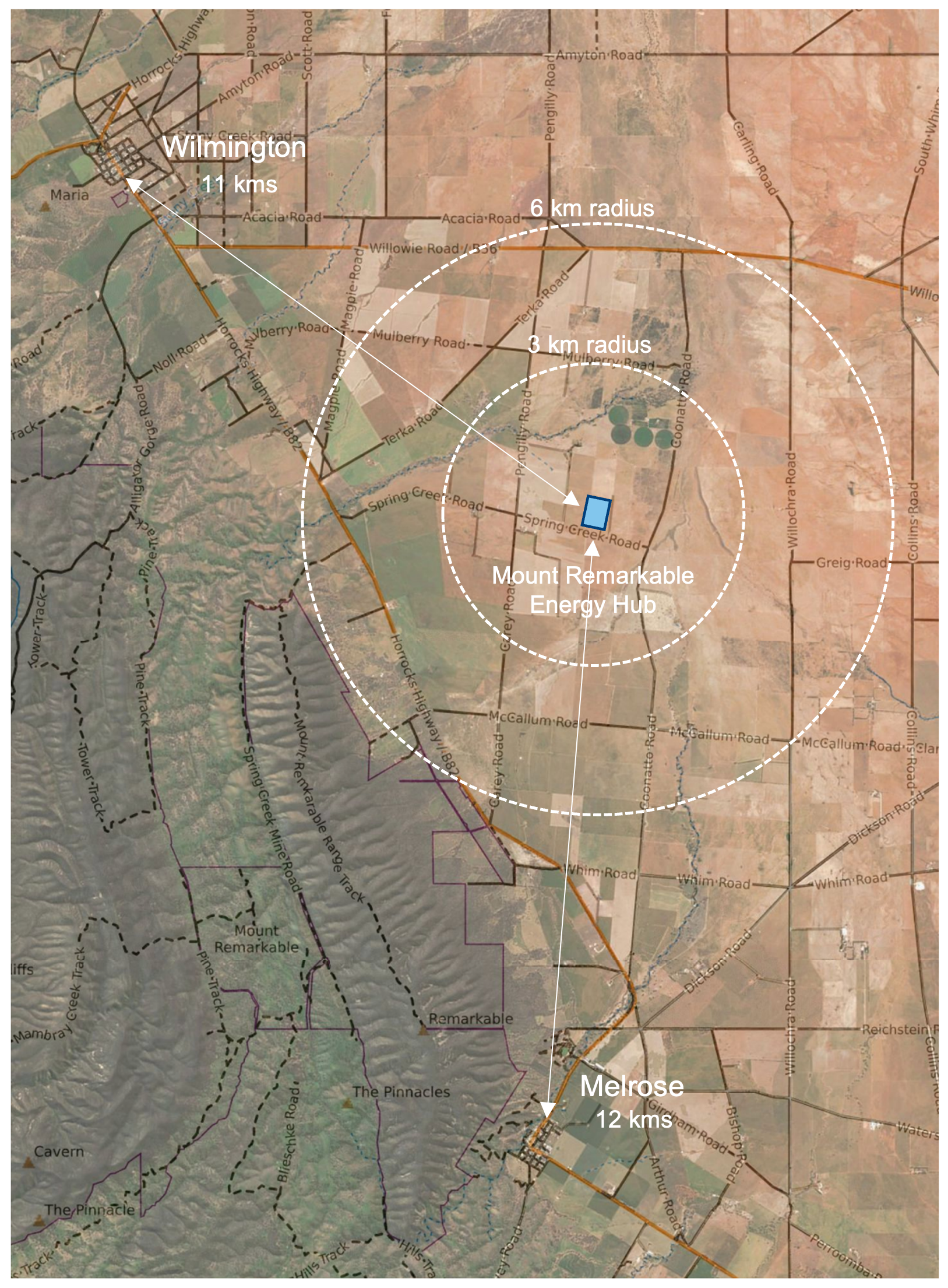 Location of proposed Mount Remarkable Energy Hub