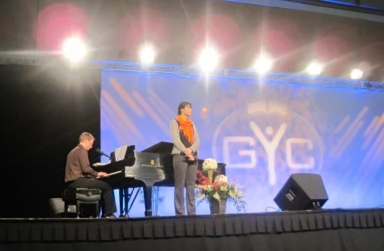 Singing 'He Knows' at GYC 2009. The third time we had sung together in public.