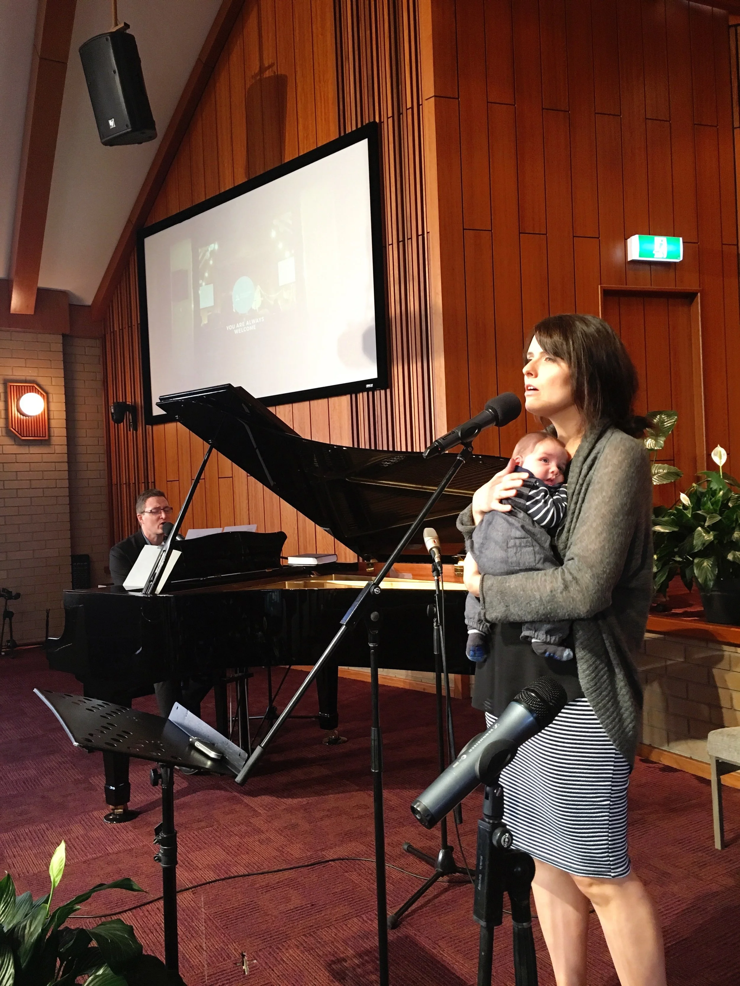 Our first time taking a church service after Ezra was born at Dandenong Polish SDA Church, Victoria, Australia