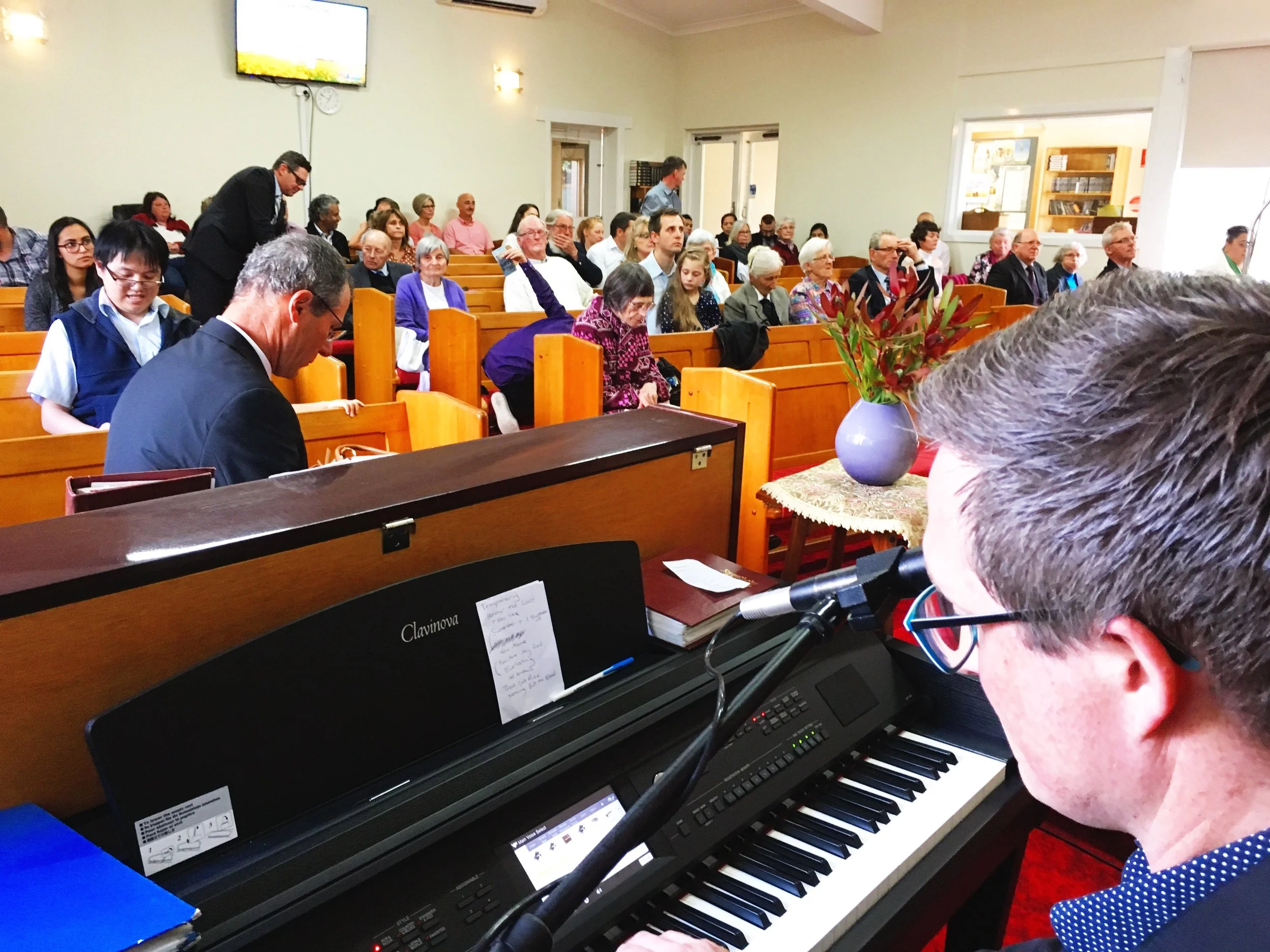 Singing at Warragul SDA Church in Victoria, Australia