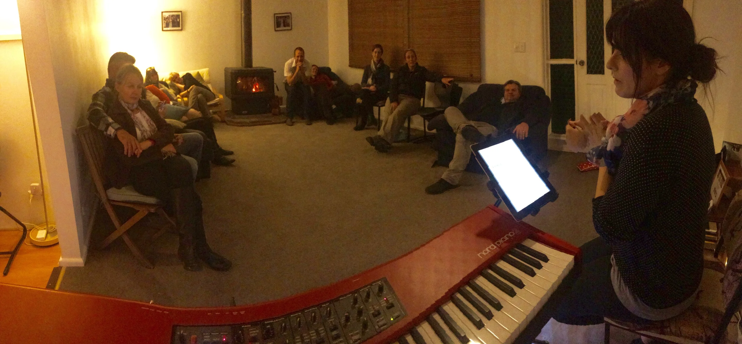 House Concert in front of a warm fire