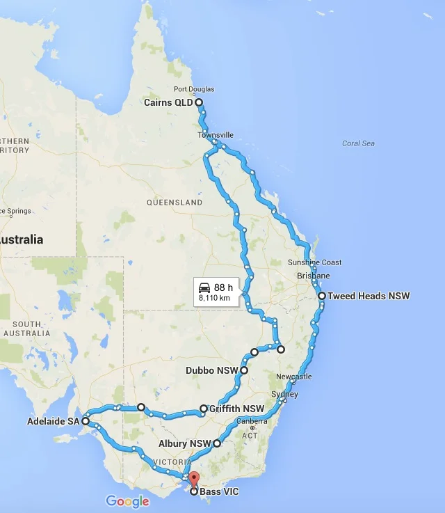 Australian Tour Map