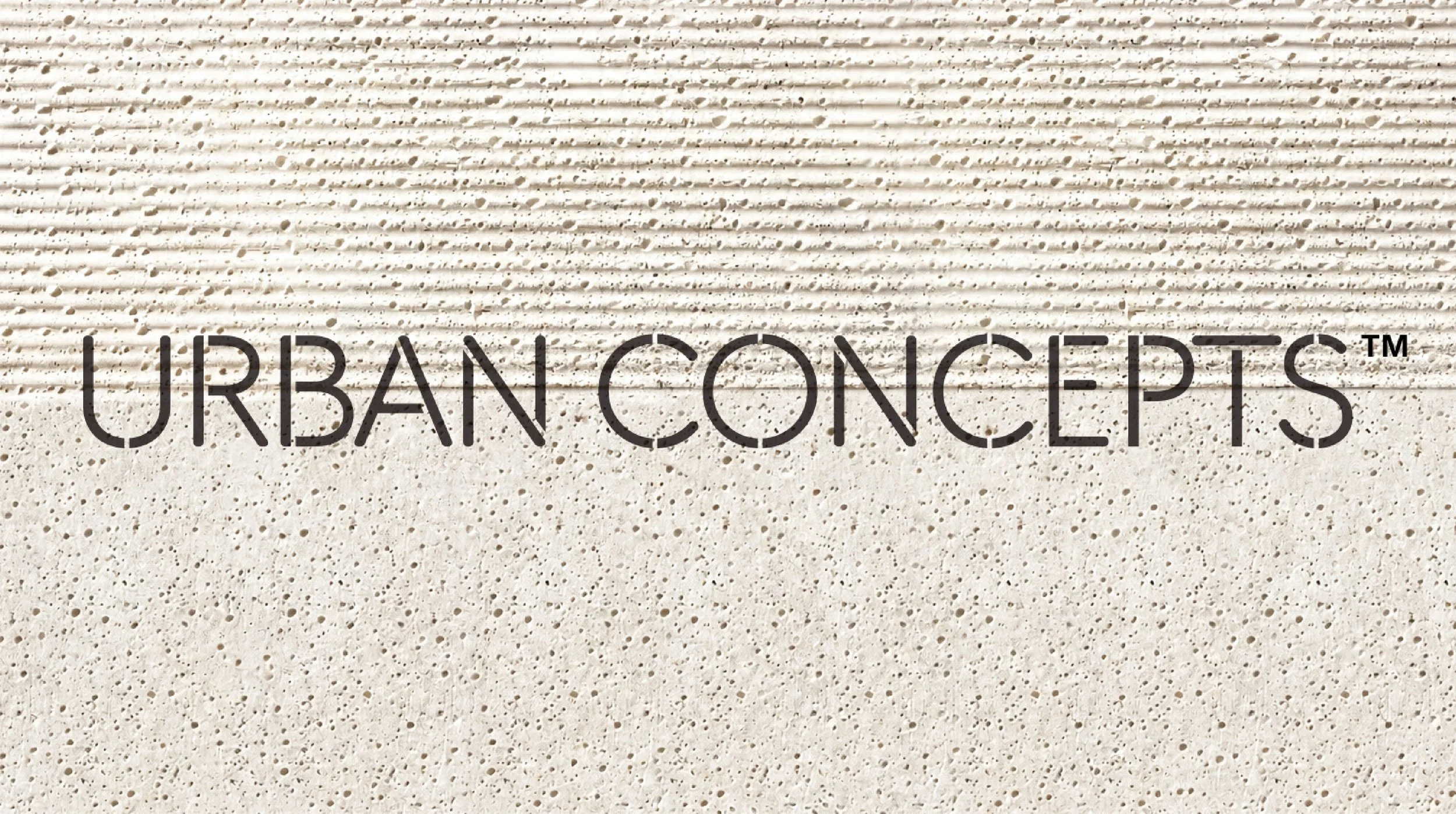 Text overlay on a textured beige background that reads "URBAN CONCEPTS" in black capital letters.