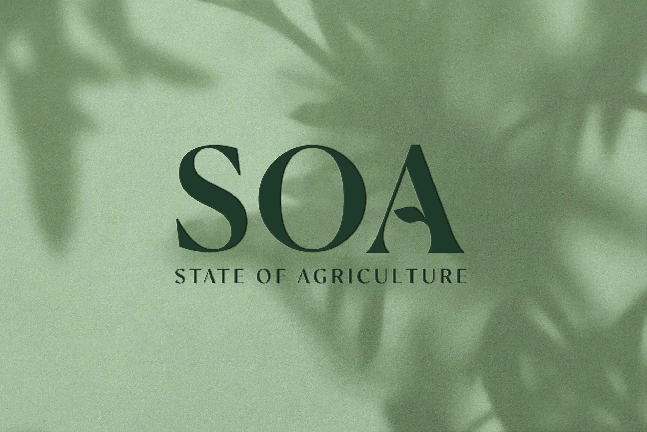 Green background with the text 'S0A' and 'State of Agriculture' in black letters.