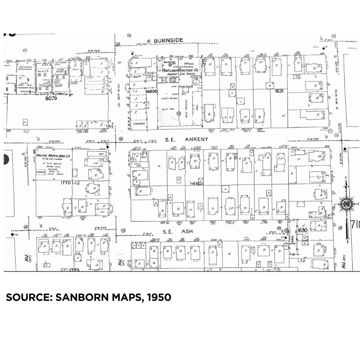 Sanborn map area, 1950