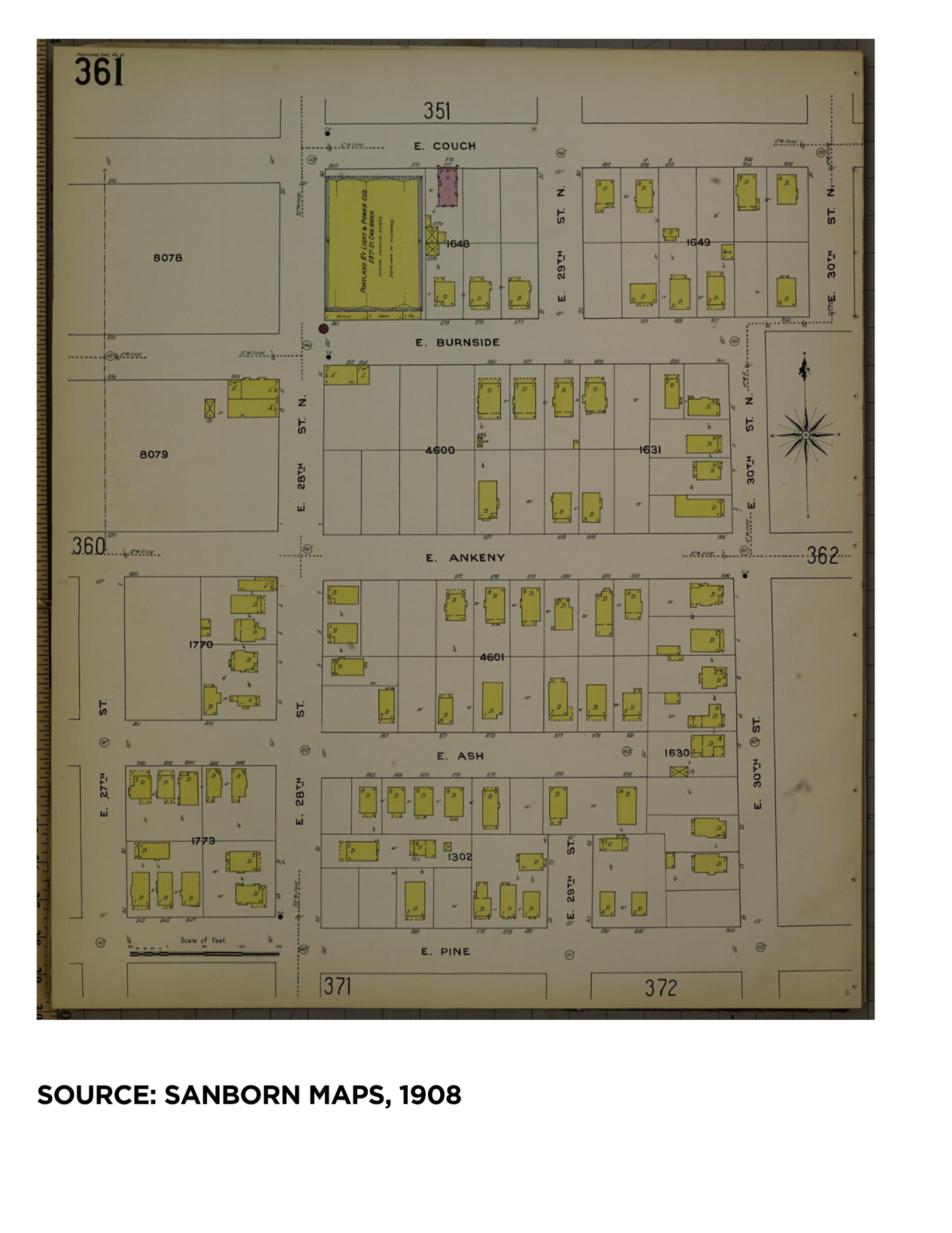 Sanborn map area, 1908