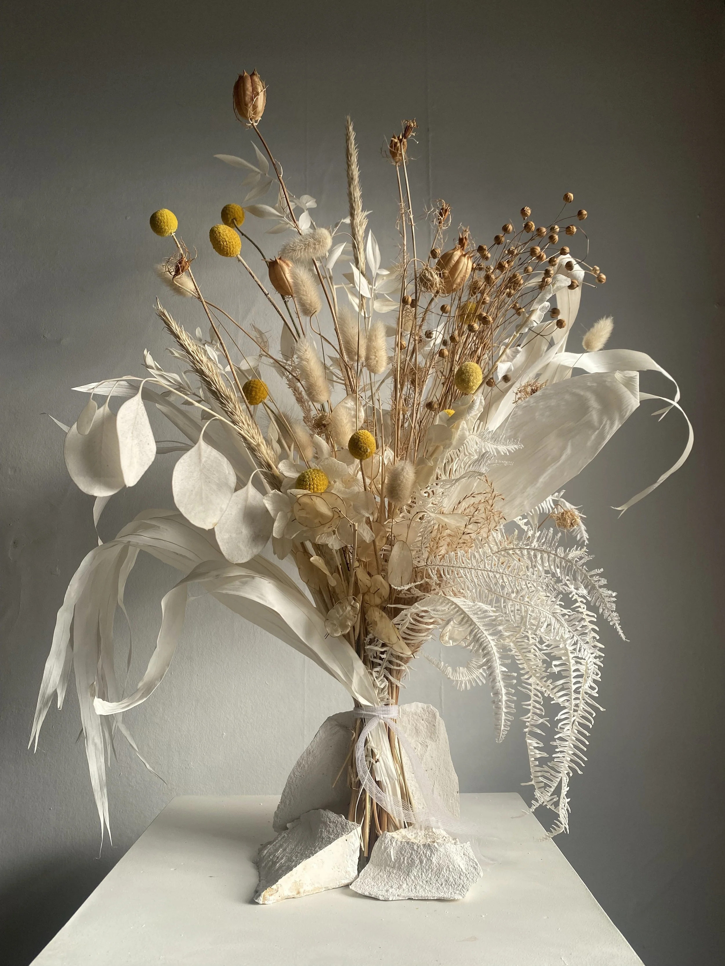 Bunny tail + billy button bouquet