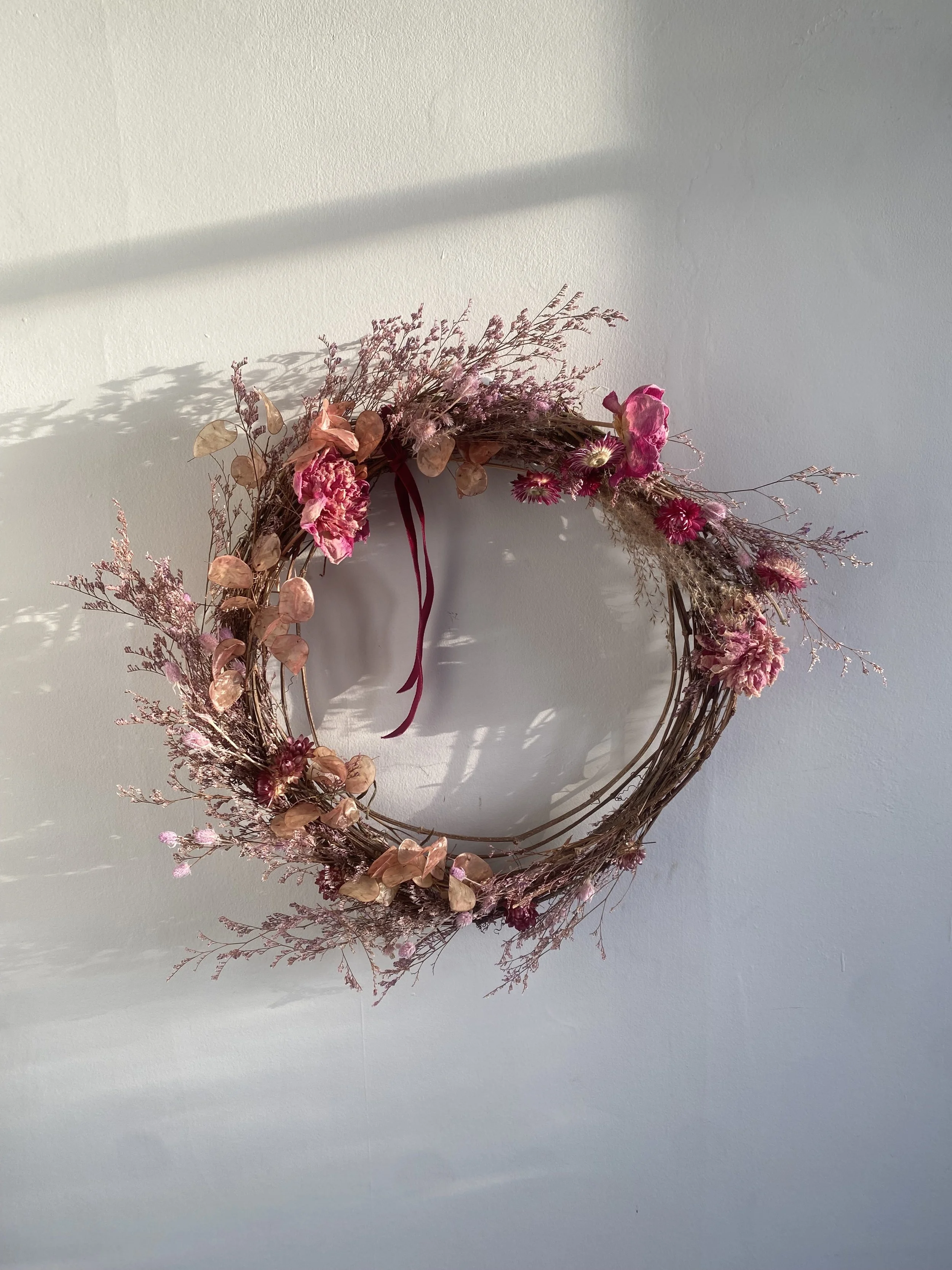 fuchsia rose wreath