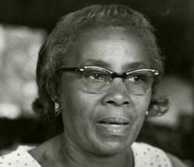 Black and white portrait of Septima Poinsette Clark wearing glasses.