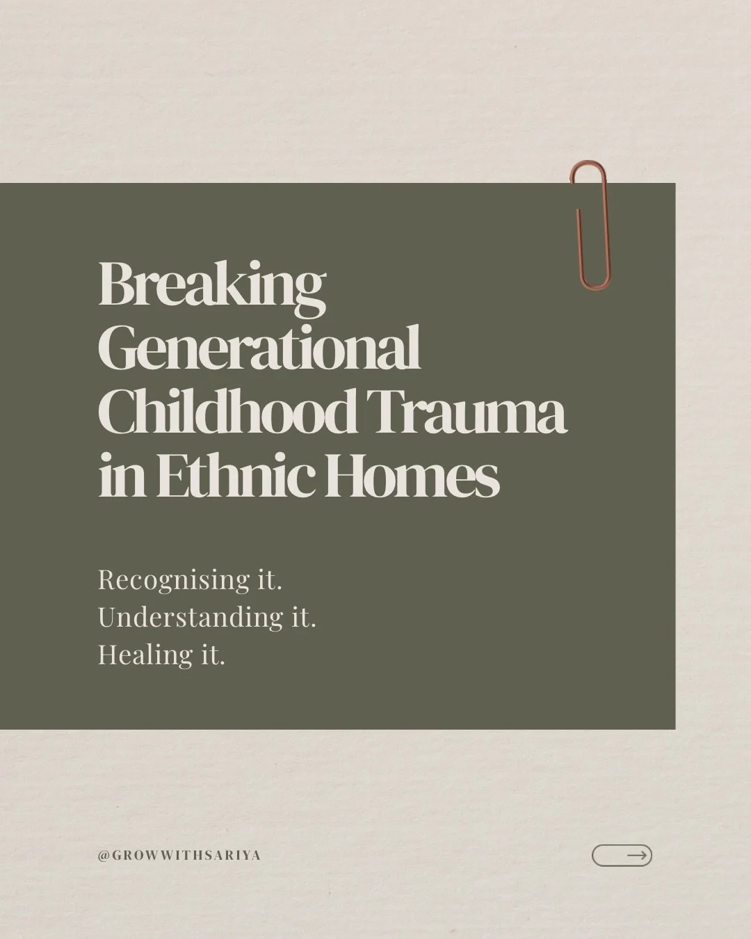 Many people from ethnic homes don&rsquo;t realise they are carrying generational trauma.

Many of us grew up in environments where emotions were dismissed, and obedience was prioritised over emotional safety.

Recognising these patterns is not about 