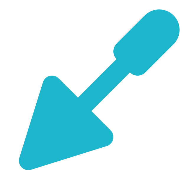 Blue icon of a trowel with an arrow pointing downward, representing gardening or planting.