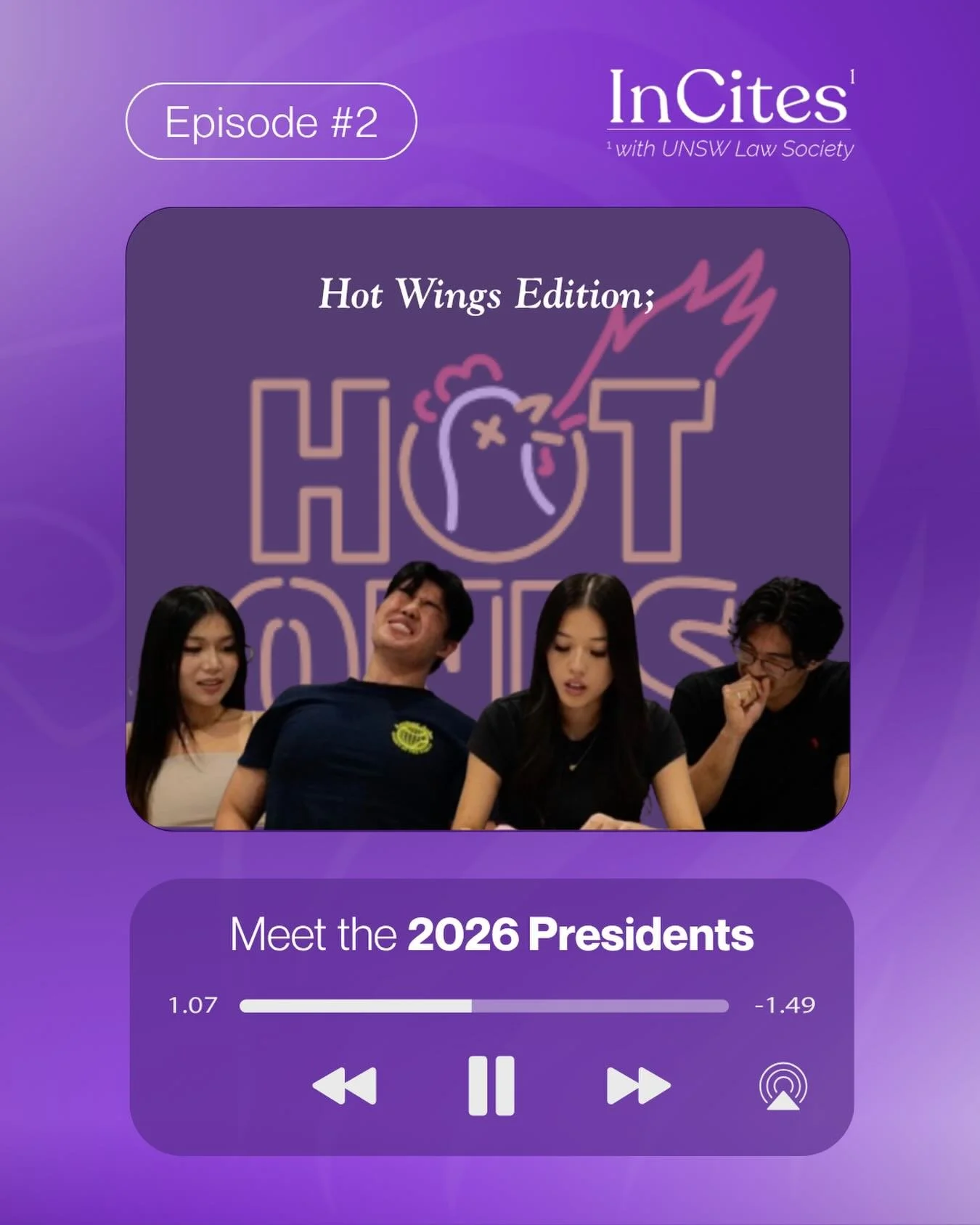 Episode 2: 
Is it me or is it HOT in here? The Incites Podcast brings to YOU, Episode 2 featuring the Co-Presidents, HOT ONES EDITION! 🔥🌶️

In this spicy episode, we&rsquo;ve sat the presidents down on the hot seat to answer a series of blazing que