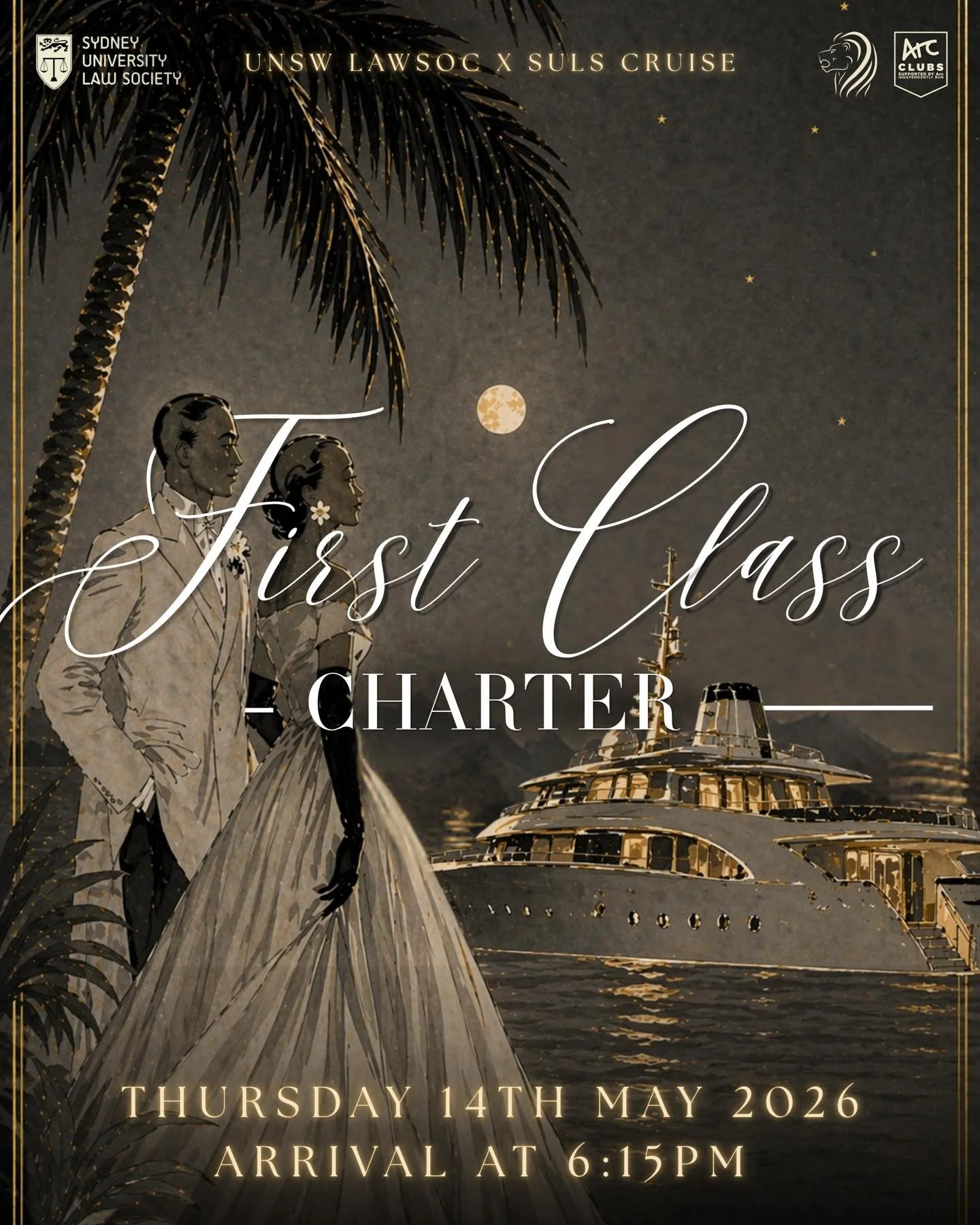 It&rsquo;s that time of year&hellip; UNSW LawSoc x SULS Cruise is BACK AGAIN!! 🛳️🎊‼️ Hop onto the Bella Vista for a night of luxury 🚤 and indulgence ⚜️ Come one, come all to board our FIRST CLASS CHARTER ⚓️💸

For further details, please check out