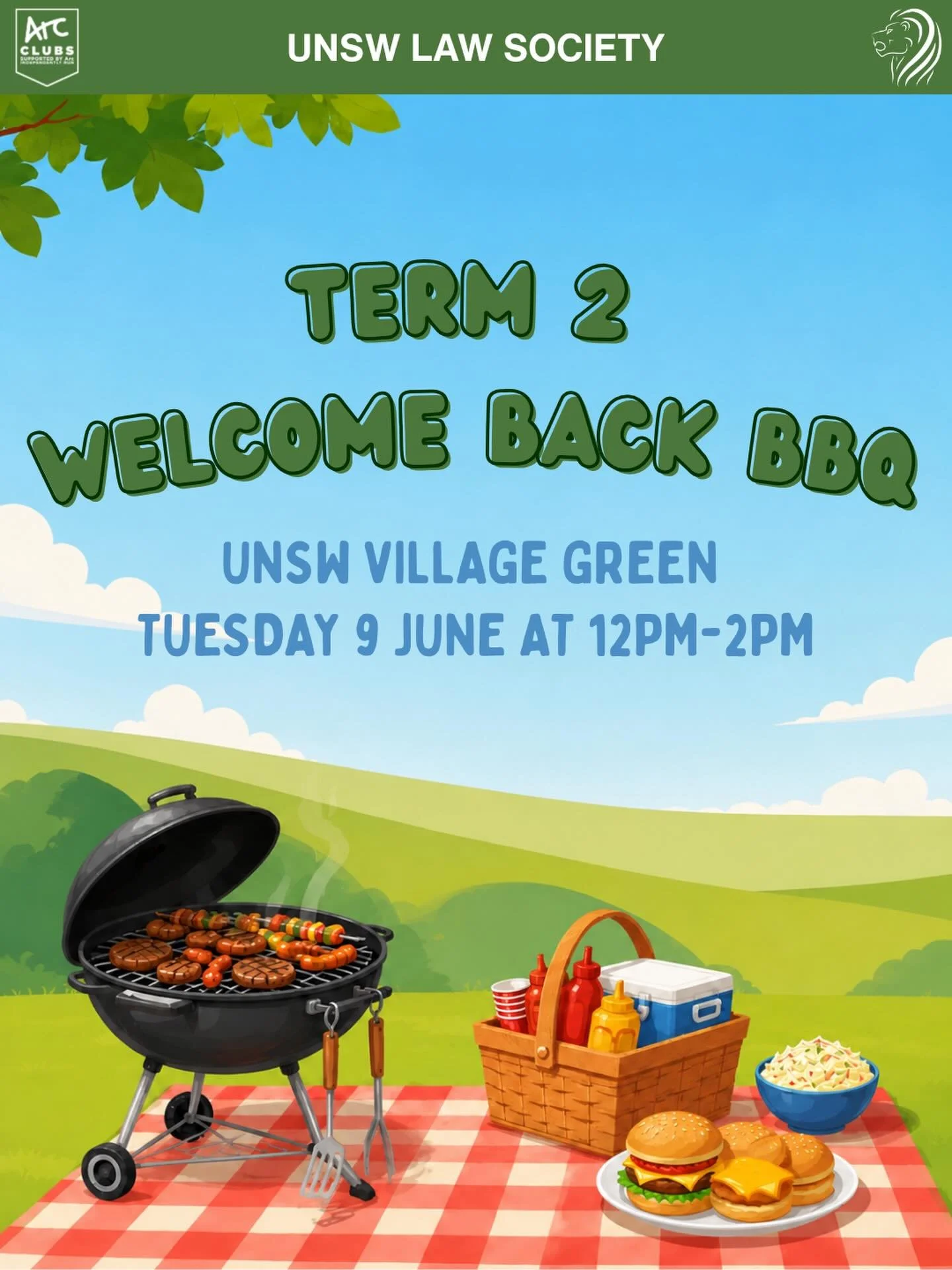 WELCOME BACK TO TERM 2 EVERYONE!! 🎉💜

We hope your social batteries are RECHARGED 🔋⬆️ and ready to go for another term at UNSW - and what better way to celebrate than a FREE BBQ?? 😋🌭

Nothing screams low cortisol like a BBQ on the Village Green 