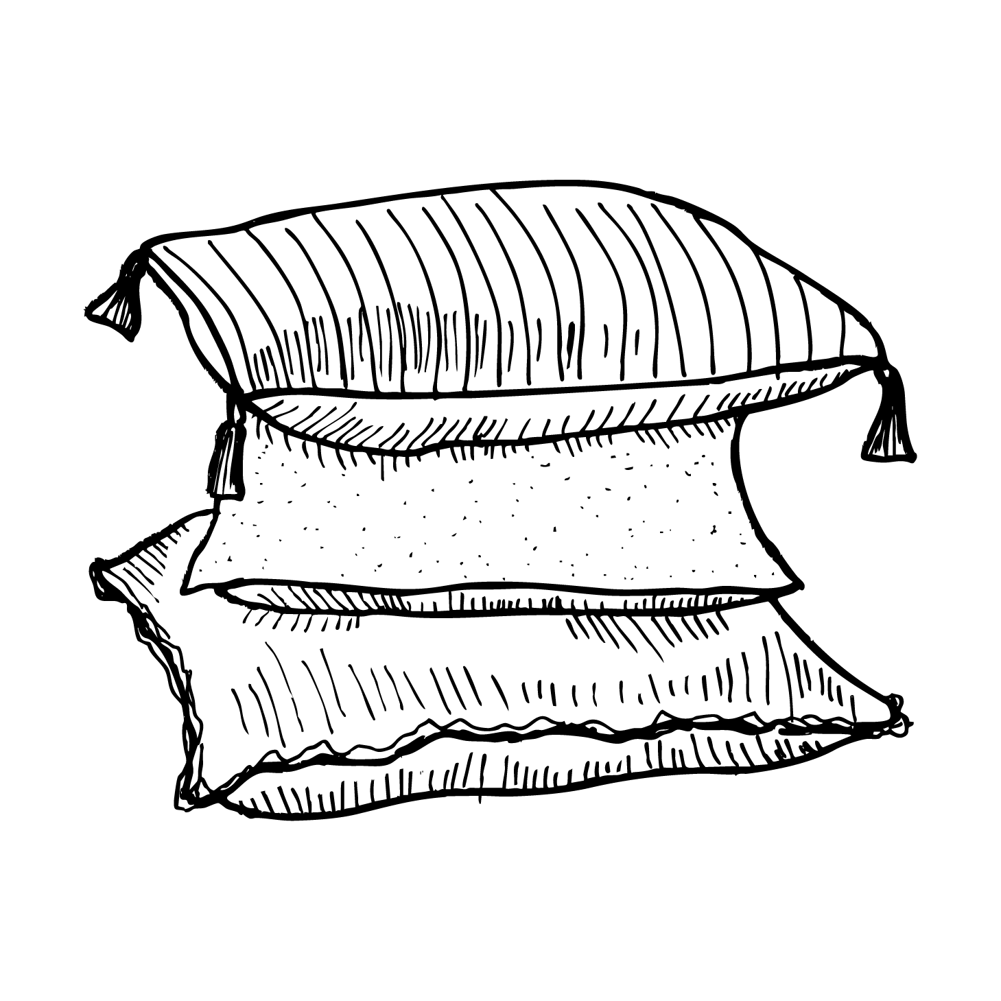 Visualisierung Zeichnung von einem Kissen Stapel in Fineliner Art.