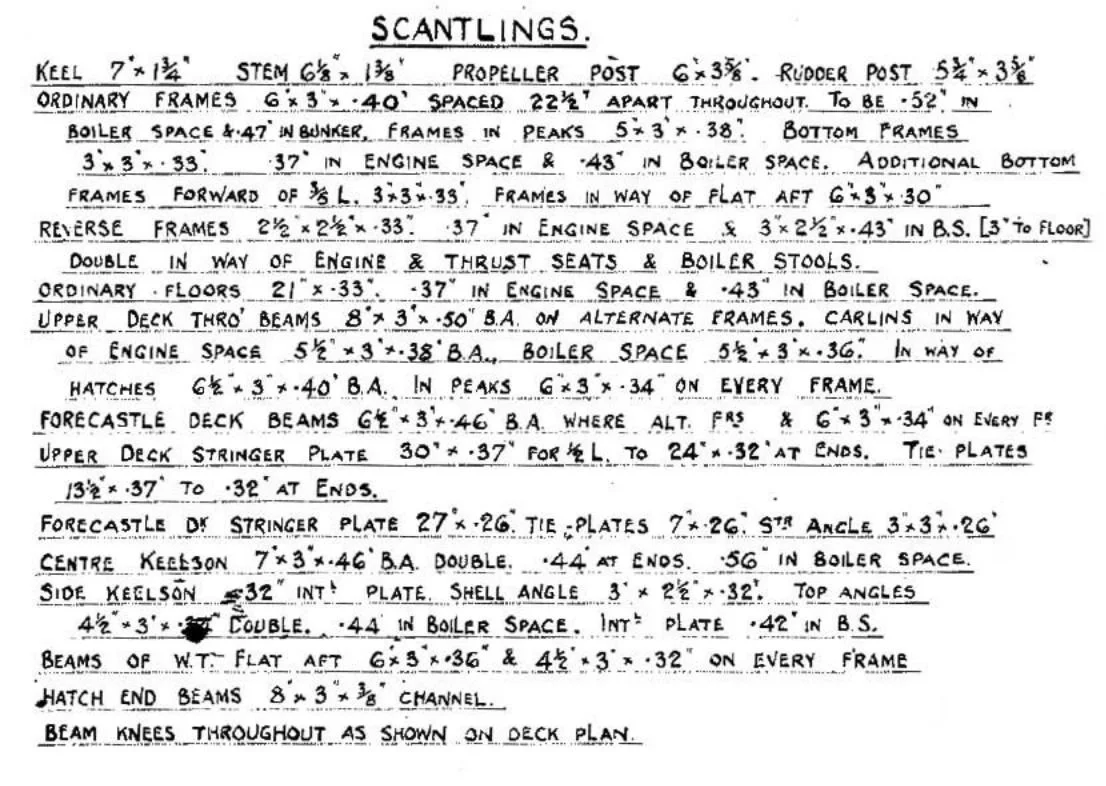 221/464 – Ship’s scantlings (part of Midship section)