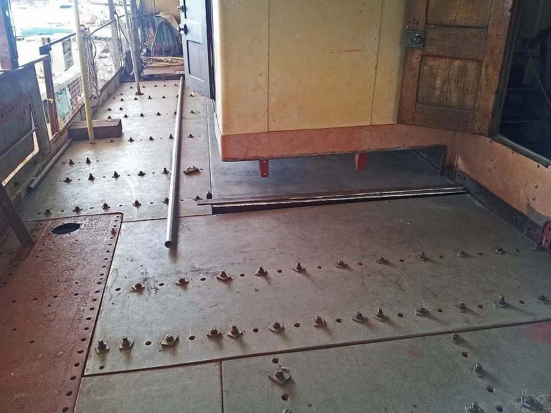 Main deck steel above engine room before riveting